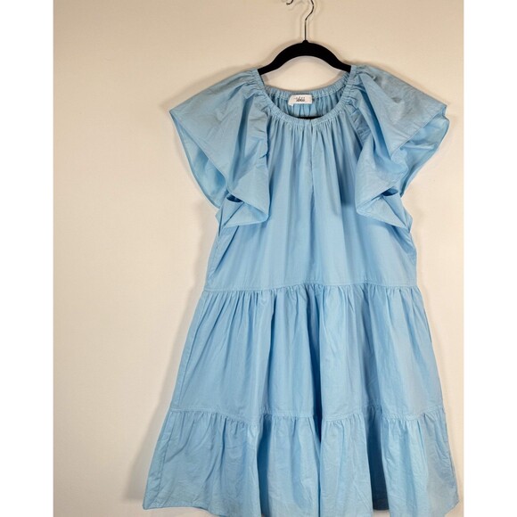 Talulah Womens Dress Blue Mini Flutter Sleeve Sundress Tiered A Line Medium - Picture 4 of 11